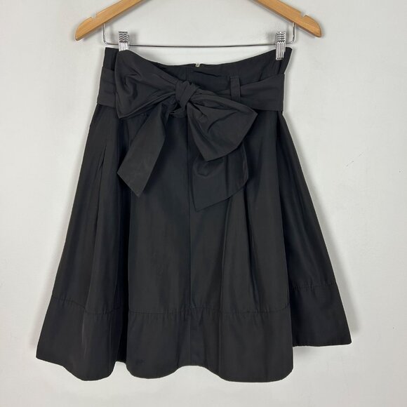 Y2K Vintage Express Pleated Satin Skirt Size 0 Black with Bow Classic Women's - Picture 2 of 5